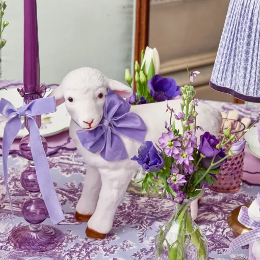 Spring Decorations<Mrs. Alice Bo Peep Lambs with Purple Bows (Pair)