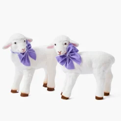 Spring Decorations<Mrs. Alice Bo Peep Lambs with Purple Bows (Pair)