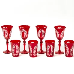 Glasses | Glassware Sets<Mrs. Alice Brigitte Red Garland Engraved Glassware (Set of 8)