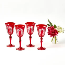 Glasses | Glassware Sets<Mrs. Alice Brigitte Red Garland Engraved Glassware (Set of 8)