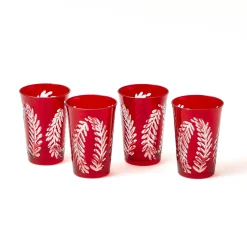 Glasses | Glassware Sets<Mrs. Alice Brigitte Red Garland Engraved Glassware (Set of 8)