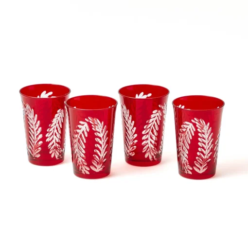 Glasses | Glassware Sets<Mrs. Alice Brigitte Red Garland Engraved Glassware (Set of 8)