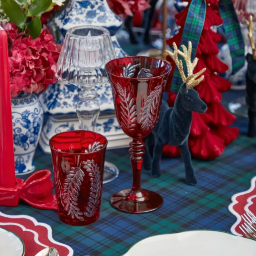 Glasses | Glassware Sets<Mrs. Alice Brigitte Red Garland Engraved Glassware (Set of 8)