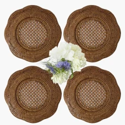 Summer Table Linen | Placemats<Mrs. Alice Brown Scalloped Rattan Charger Plates (Set of 4)