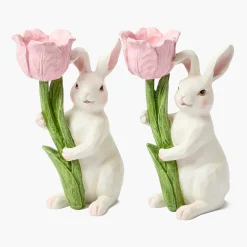 Spring Decorations<Mrs. Alice Bunny with Pink Tulip (Pair)
