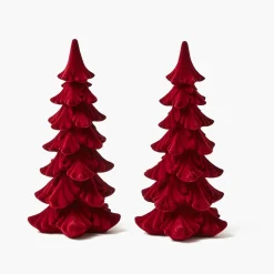 Christmas Decorations<Mrs. Alice Burgundy Flocked Fir Tree (Pair)