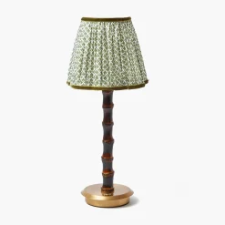 Rechargeable Table Lamps<Mrs. Alice Burnt Bamboo Rechargeable Lamp with Olive Lotus Shade (18cm)