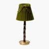 Rechargeable Table Lamps<Mrs. Alice Burnt Bamboo Rechargeable Lamp with Olive Velvet Bow Shade (18cm)