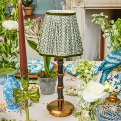 Rechargeable Table Lamps<Mrs. Alice Burnt Bamboo Rechargeable Lamp with Olive Lotus Shade (18cm)