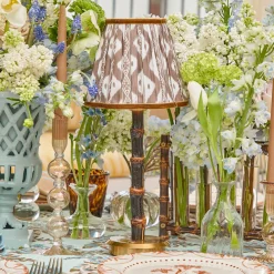 Rechargeable Table Lamps | Summer Lighting<Mrs. Alice Burnt Bamboo Rechargeable Lamp with Chocolate Ikat Shade (18cm)