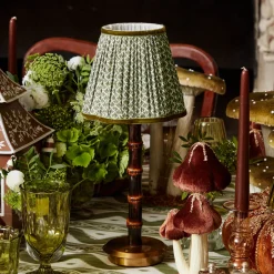 Rechargeable Table Lamps<Mrs. Alice Burnt Bamboo Rechargeable Lamp with Olive Lotus Shade (18cm)