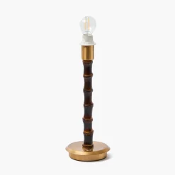 Rechargeable Table Lamps | Summer Lighting<Mrs. Alice Burnt Bamboo Rechargeable Lamp with Chocolate Ikat Shade (18cm)