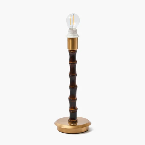 Rechargeable Table Lamps | Summer Lighting<Mrs. Alice Burnt Bamboo Rechargeable Lamp with Chocolate Ikat Shade (18cm)