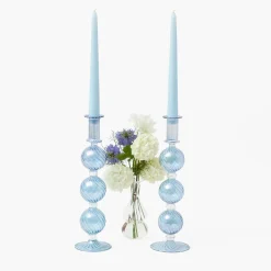Summer Glassware | Summer Candleware<Mrs. Alice Camille Azure Candle Holder (Pair)