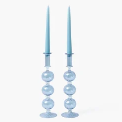 Summer Glassware | Summer Candleware<Mrs. Alice Camille Azure Candle Holder (Pair)