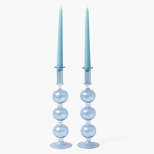 Summer Glassware | Summer Candleware<Mrs. Alice Camille Azure Candle Holder (Pair)
