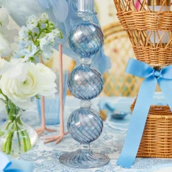 Summer Glassware | Summer Candleware<Mrs. Alice Camille Azure Candle Holder (Pair)