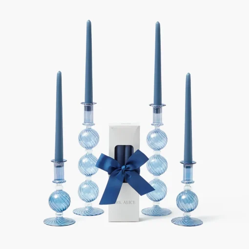 Summer Glassware | Summer Candleware<Mrs. Alice Camille Azure Candle Set (Dusty Blue)