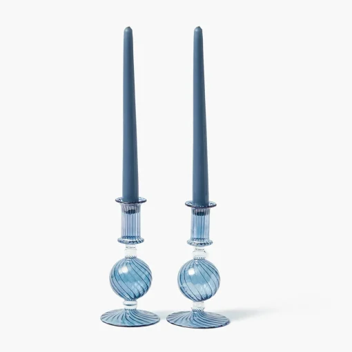 Summer Glassware | Summer Candleware<Mrs. Alice Camille Azure Candle Set (Dusty Blue)