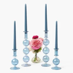 Summer Glassware | Summer Candleware<Mrs. Alice Camille Azure Candle Set (Dusty Blue)