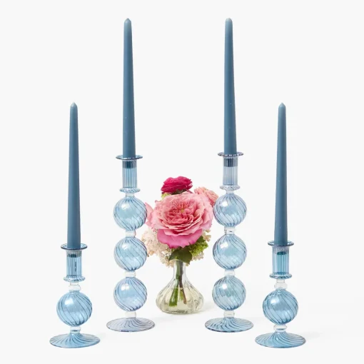Summer Glassware | Summer Candleware<Mrs. Alice Camille Azure Candle Set (Dusty Blue)