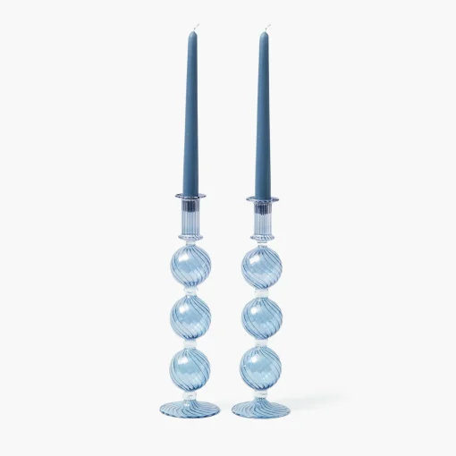 Summer Glassware | Summer Candleware<Mrs. Alice Camille Azure Candle Set (Dusty Blue)