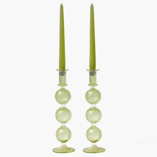 Summer Glassware | Summer Candleware<Mrs. Alice Camille Olive Candle Holder (Pair)