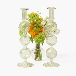 Summer Glassware | Summer Candleware<Mrs. Alice Camille Olive Candle Holder (Pair)