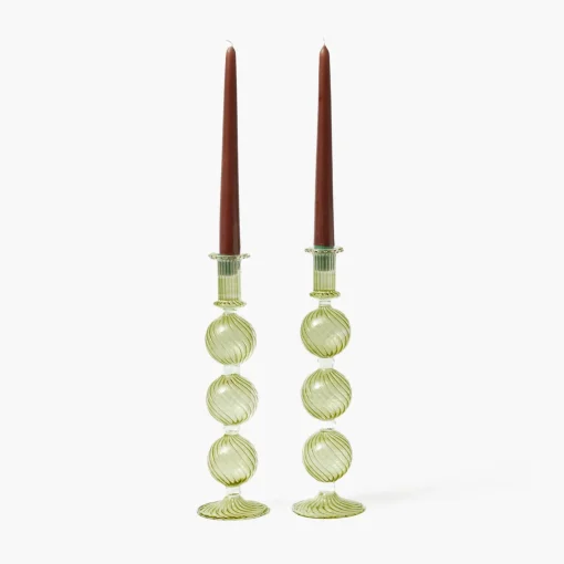 Summer Glassware | Summer Candleware<Mrs. Alice Camille Olive Candle Holder (Pair)