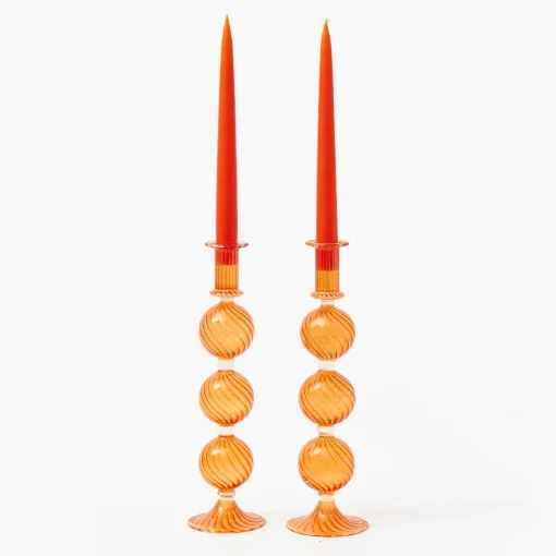 Candle Holders<Mrs. Alice Camille Orange Candle Holder (Pair)