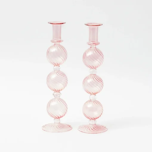 Summer Glassware | Summer Candleware<Mrs. Alice Camille Peony Candle Holder (Pair)