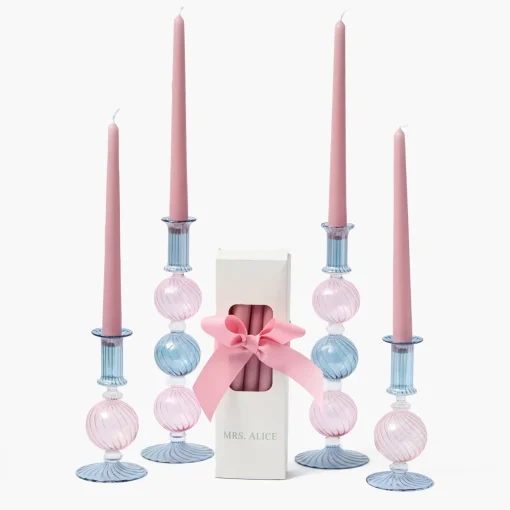 Candles | Candlescapes<Mrs. Alice Camille Pink & Blue Candle Set