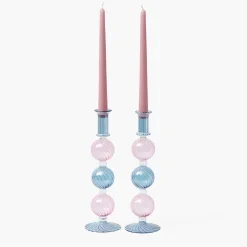 Candle Holders<Mrs. Alice Camille Pink & Blue Candle Holder (Pair)