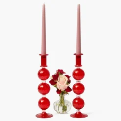 Candle Holders<Mrs. Alice Camille Red Candle Holder (Pair)