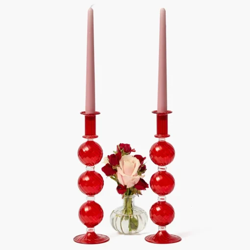Candle Holders<Mrs. Alice Camille Red Candle Holder (Pair)
