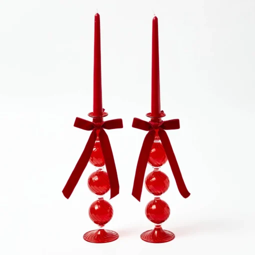 Candle Holders<Mrs. Alice Camille Red Candle Holder (Pair)