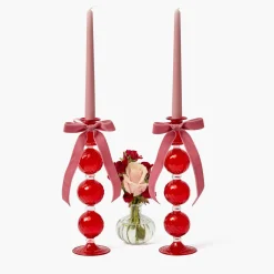Candle Holders<Mrs. Alice Camille Red Candle Holder (Pair)