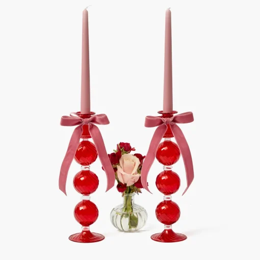 Candle Holders<Mrs. Alice Camille Red Candle Holder (Pair)