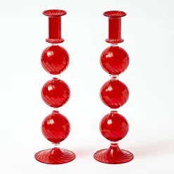 Candle Holders<Mrs. Alice Camille Red Candle Holder (Pair)