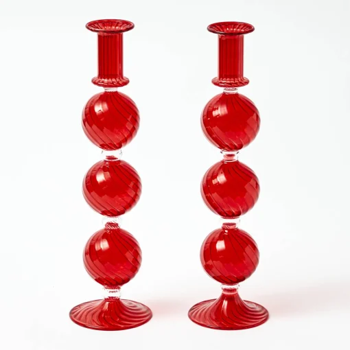 Candle Holders<Mrs. Alice Camille Red Candle Holder (Pair)