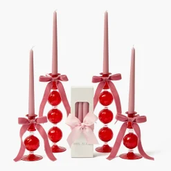 Candles | Candlescapes<Mrs. Alice Camille Red Ribboned Candle Set (Pink)