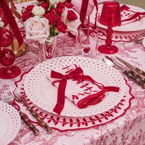 Candles | Candlescapes<Mrs. Alice Camille Red Ribboned Candlescape (Pink)
