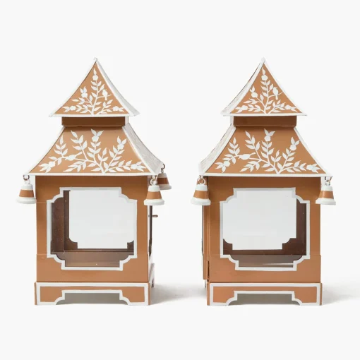 Summer Candleware | Year-round Decorations<Mrs. Alice Caramel Chinoiserie Pagoda Lantern