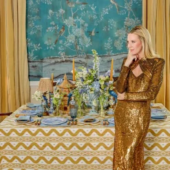 Summer Table Linen | Tablecloths<Mrs. Alice Caramel Ikat Tablecloth