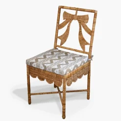Furniture | Furniture<Mrs. Alice Celine Bow Rattan Chair with Putty Ikat Cushion