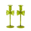 Candle Holders<Mrs. Alice Celine Green Glass Bow Candle Holder (Pair)