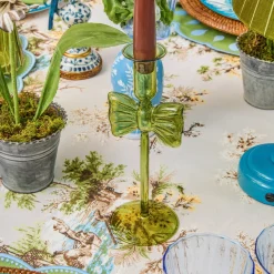 Candle Holders<Mrs. Alice Celine Green Glass Bow Candle Holder (Pair)