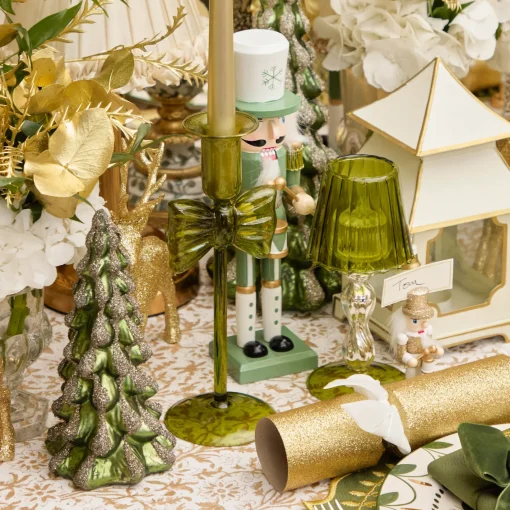Candle Holders<Mrs. Alice Celine Green Glass Bow Candle Holder (Pair)