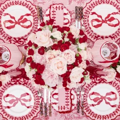 Candle Holders<Mrs. Alice Celine Red Glass Bow Candle Holder (Pair)