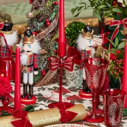 Candle Holders<Mrs. Alice Celine Red Glass Bow Candle Holder (Pair)